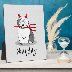 Naughty Devil Old English Sheepdog (Grey 1) Plaque