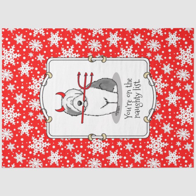Naughty Devil Old English Sheepdog (Grey 1) Tissue Paper (Front)