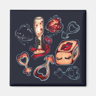 Naughty Dice & Champagne Adult Humor Dark Romance Magnet