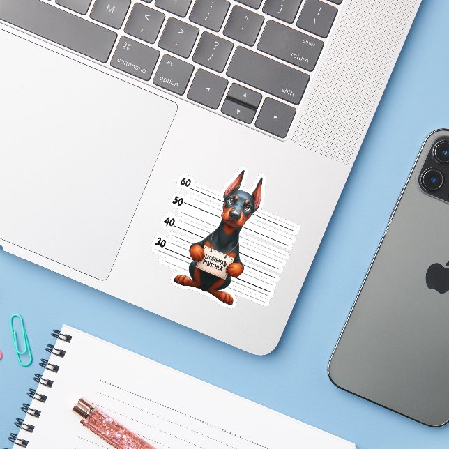 Naughty Doberman Pincher (Laptop w/ iPhone)