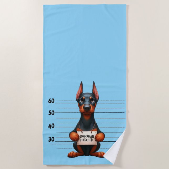 Naughty Doberman Pincher Beach Towel (Front)