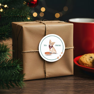 Naughty Dog Watercolor Chihuahua Eats Pumpkin Pie Classic Round Sticker