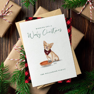 Naughty Dog Watercolor Chihuahua Eats Pumpkin Pie Holiday Card