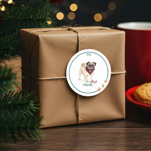 Naughty Dog Watercolor Cute Pug Broken Ornament Classic Round Sticker