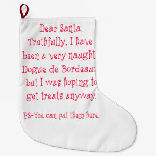 Naughty Dogue de Bordeaux Large Christmas Stocking