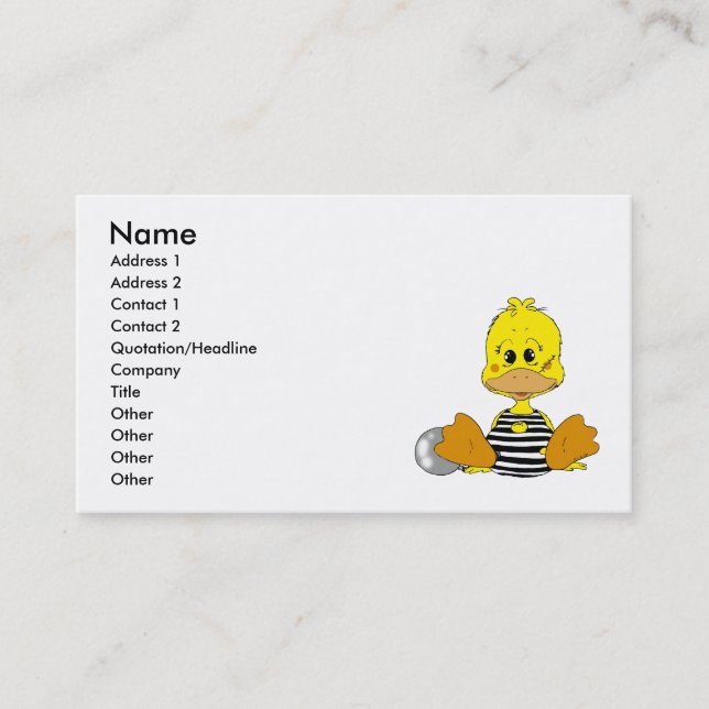 Naughty duck business card (Front)
