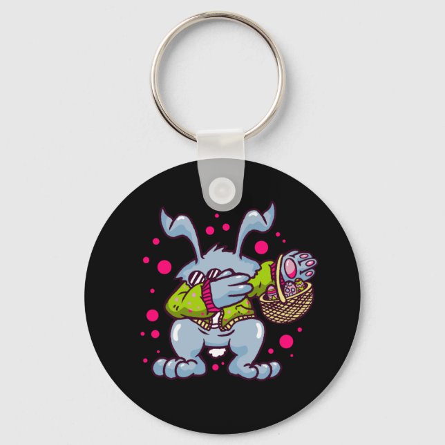 Naughty Easter Bunny Dabbing Key Ring (Front)