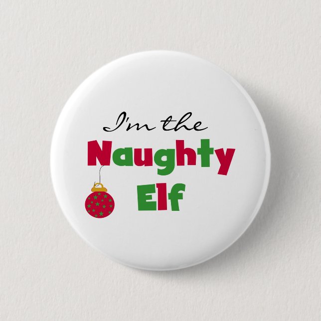 Naughty Elf 6 Cm Round Badge (Front)
