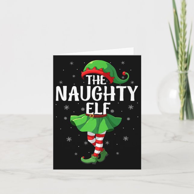 Naughty Elf Christmas Girls Women Elf Squad Xmas F Card (Front)