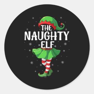 Naughty Elf Christmas Girls Women Elf Squad Xmas F Classic Round Sticker