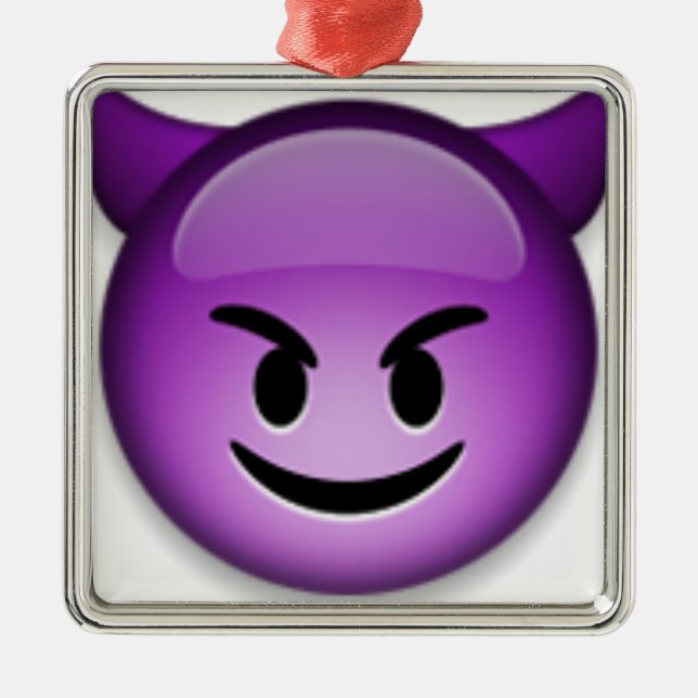 Naughty Emoji face Metal Ornament (Front)