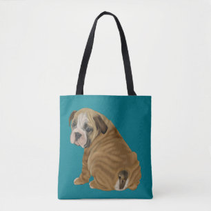 Naughty English Bulldog Puppy Tote Bag