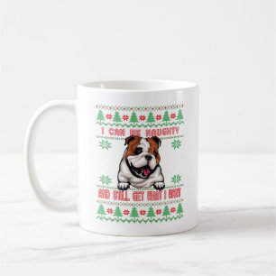 Naughty English Bulldog Ugly Christmas Sweater Coffee Mug