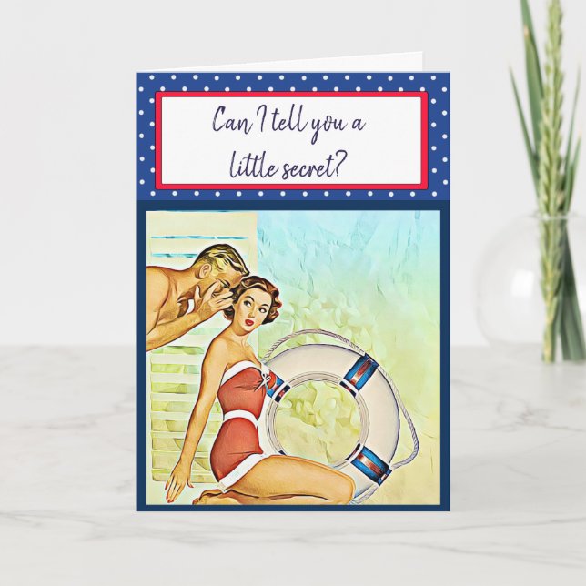 Naughty Flirty Retro Beachy Card (Front)