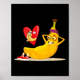 Naughty Fruit Funny Banana Doing Sit-up Crunch Art Poster