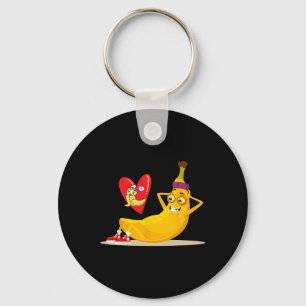 Naughty Fruit Funny Banana Doing Sit-up Crunch For Key Ring
