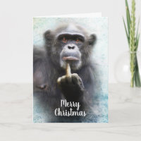 Naughty Funny Chimpanzee Middle Finger Christmas