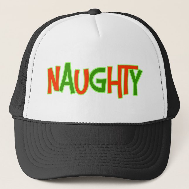 Naughty Funny Christmas Trucker Hat (Front)