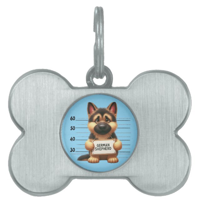 Naughty German Shepherd Pet ID Tag (Front)