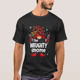 Naughty Gnome Buffalo Plaid Christmas Tree Family T-Shirt