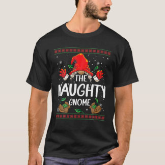 Naughty Gnome Buffalo Plaid Matching Family Christ T-Shirt
