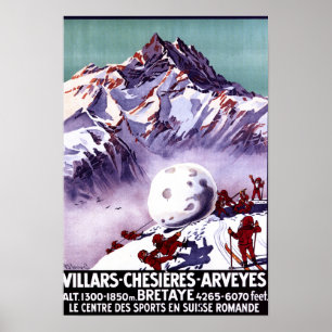 Naughty Gnomes Making Giant Snowball Poster