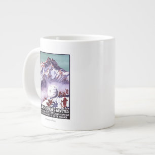 Naughty Gnomes Making Giant Snowball Poster Large Coffee Mug