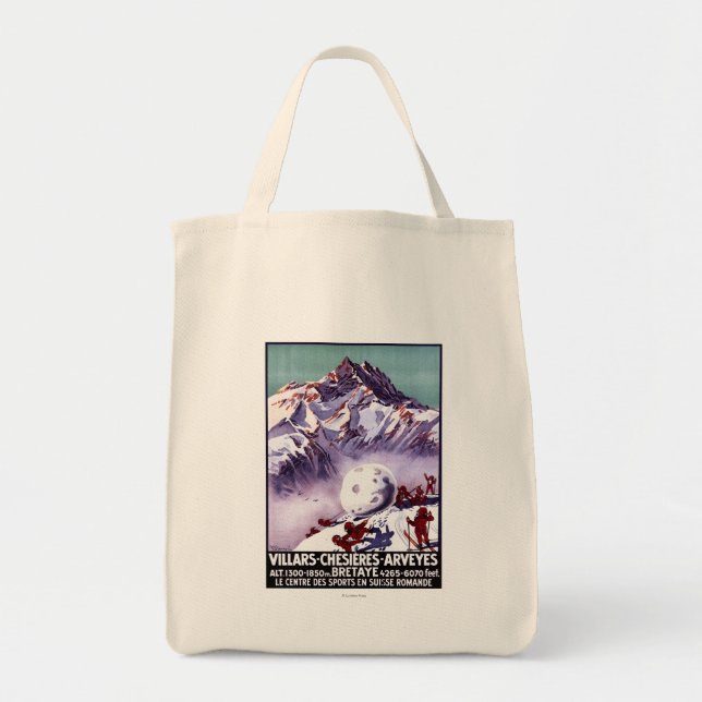 Naughty Gnomes Making Giant Snowball Poster Tote Bag (Front)