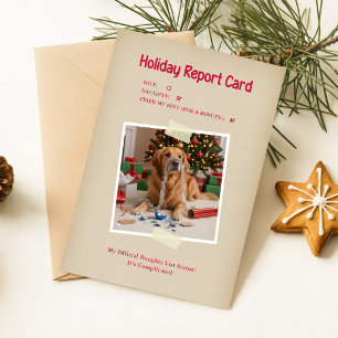 Naughty Golden Retriever Funny Dog Photo Christmas Holiday Card