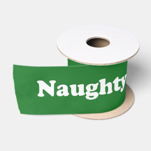 Naughty green white pattern funny cute flirty satin ribbon
