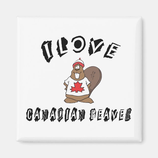 Naughty I Love Canadian Beaver Magnet (Front)