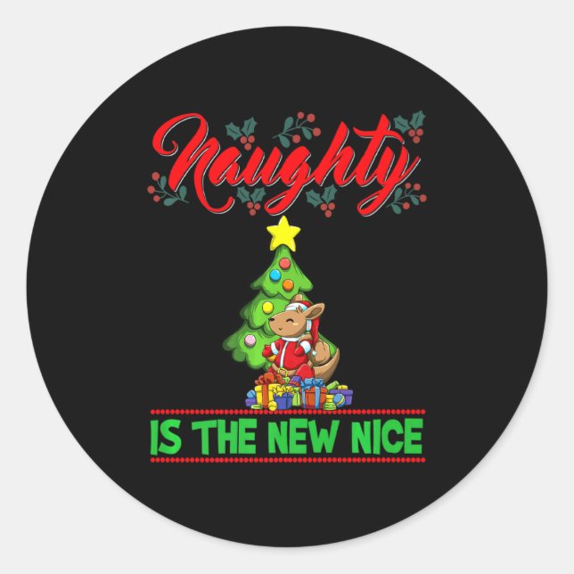 Naughty Is The New Nice Christmas Santa Xmas Premi Classic Round Sticker (Front)
