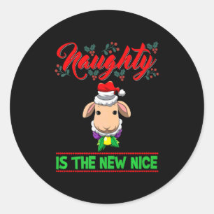 Naughty Is The New Nice Christmas Santa Xmas Premi Classic Round Sticker
