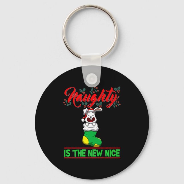 Naughty Is The New Nice Christmas Santa Xmas Premi Key Ring (Front)