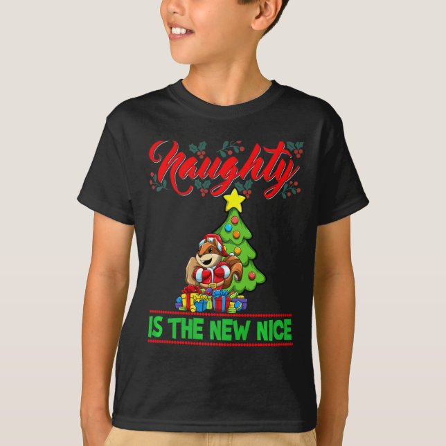 Naughty Is The New Nice Christmas Santa Xmas Premi T-Shirt (Front)