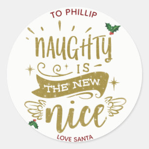 naughty is the new nice christmas sticker label