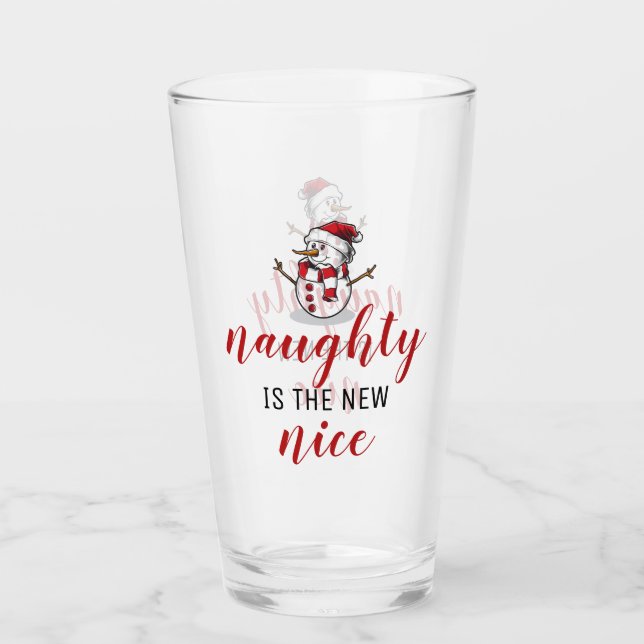 Naughty Is The New Nice Snowman | Christmas Glass (Front)