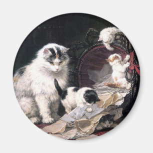 Naughty kittens cats playing with basket adorable magnet