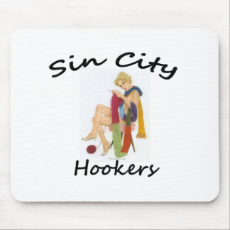 naughty knitter, crochet and knitting logo blac... mouse pad