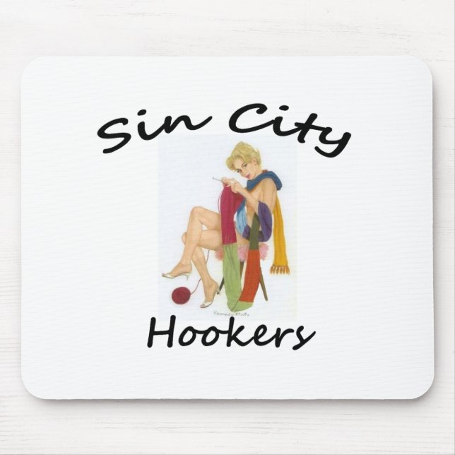 naughty knitter, crochet and knitting logo blac... mouse pad (Front)