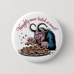Naughty Krampus Christmas Design 6 Cm Round Badge