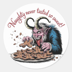 Naughty Krampus Christmas Design Classic Round Sticker