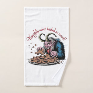 Naughty Krampus Christmas Design Hand Towel