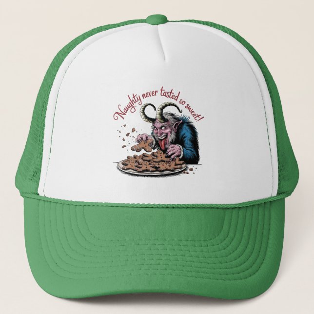 Naughty Krampus Christmas Design Trucker Hat (Front)