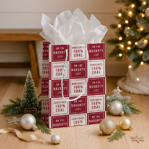 Naughty List 100% Coal   Funny Christmas Medium Gift Bag