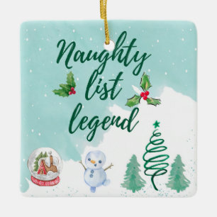 Naughty list ceramic ornament