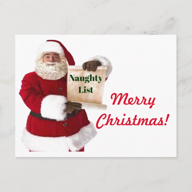 Naughty List Christmas Postcard (Front)