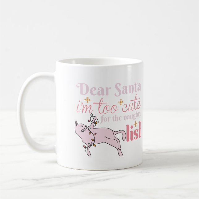 Naughty List Cute Cat Photo Christmas Coffee Mug (Left)