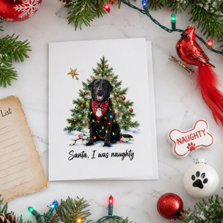  Naughty List Cute Pet Dog Christmas  Holiday Card