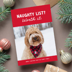 Naughty list funny cute red Christmas Holiday Card